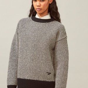 COPY - New With Tags Tory Burch Two-Tone Oversized Crewneck Sweater S Small Bla…